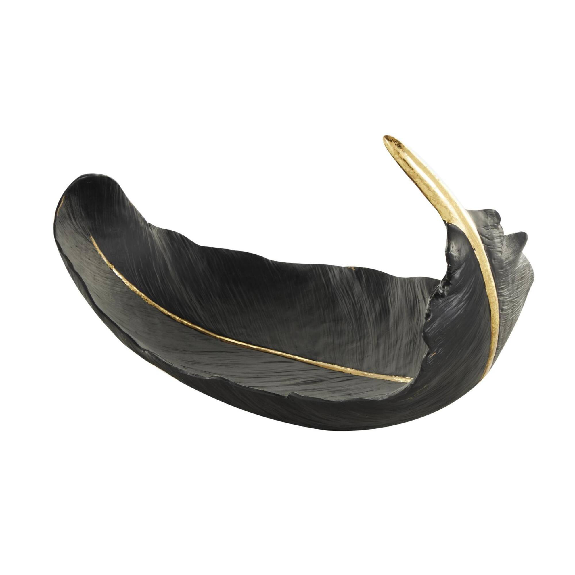 CosmoLiving by Cosmopolitan 13" Black Feather Decorative Bowl